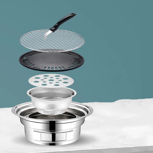 DRAAGBARE RVS HOUTSKOOL BBQ - COMPLETE SET